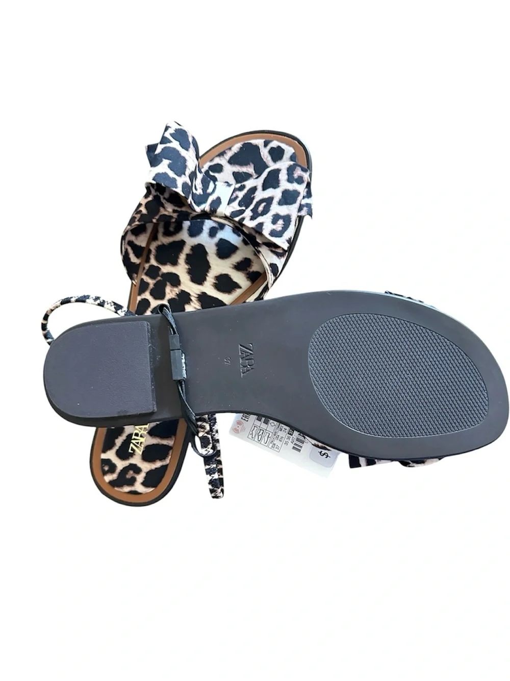 Zara Leopard Bow Slingback Sandal - Black & Cream - Picture 4 of 4